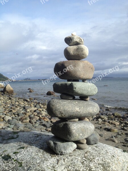 Ocean Rocks Cairn Balance Water Cairn