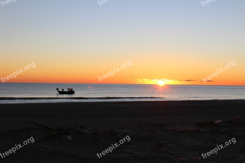 Sunset Sea Beach Romance Morgenstimmung