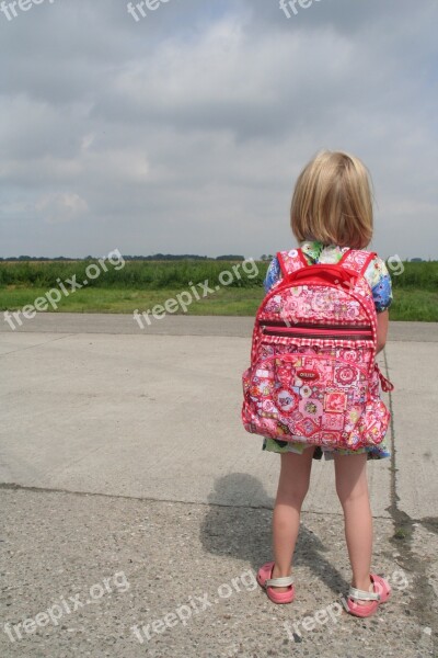 Child Girl Backpack Travel Young