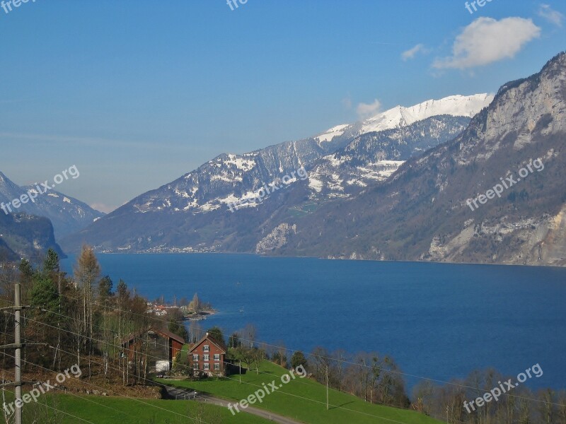 Mountains Switzerland Lake Walen Fourths Free Photos