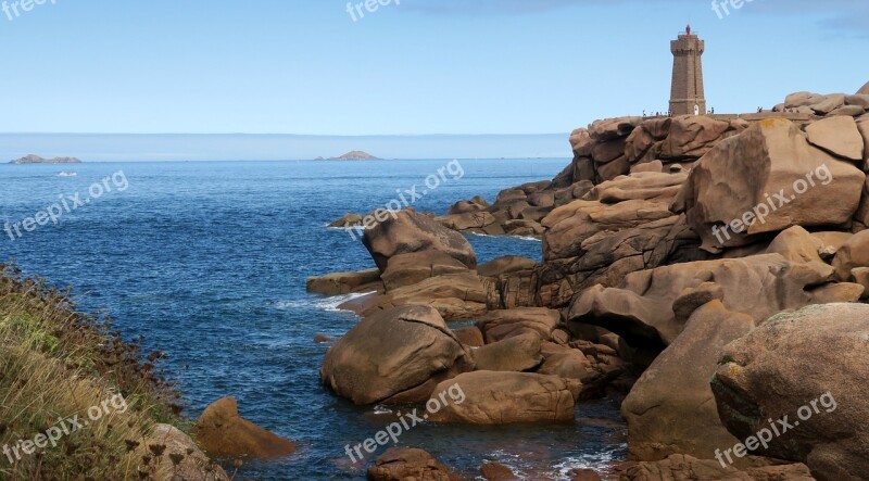 Ploumanac'h Brittany Sea Coast Pierre Perros-guirec Pink