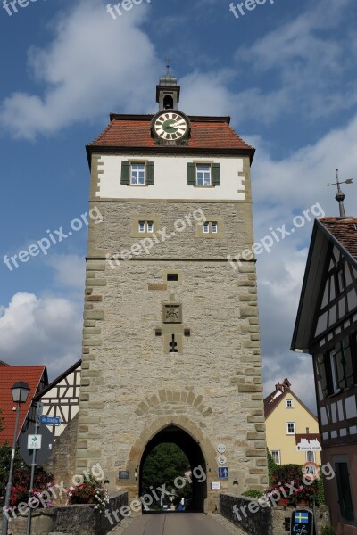 Vellberg Gate Tower Clock Tower Mansard Roof Bell Tower