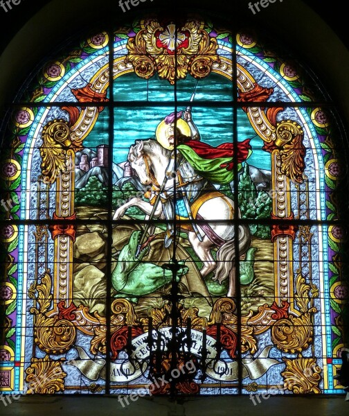 Window Church Window Georg Fight Dragons