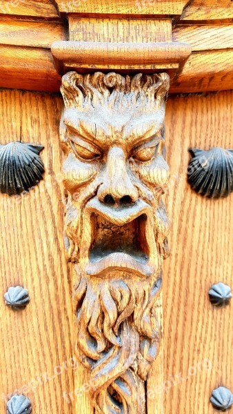 Face Shell Detail Door Wood