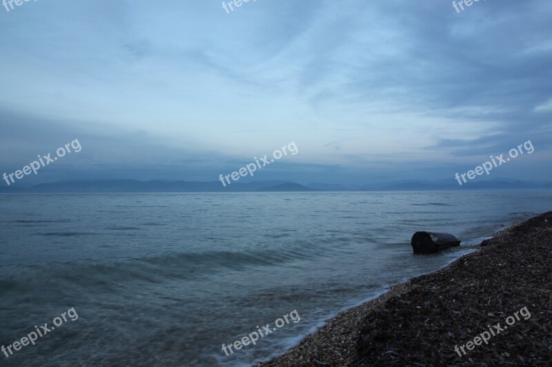 Greece Corfu Coast Beach Tree Trunk