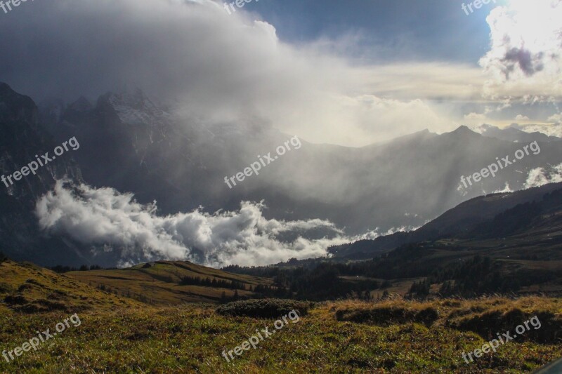 Mountains Clouds Sky Landscape Nature