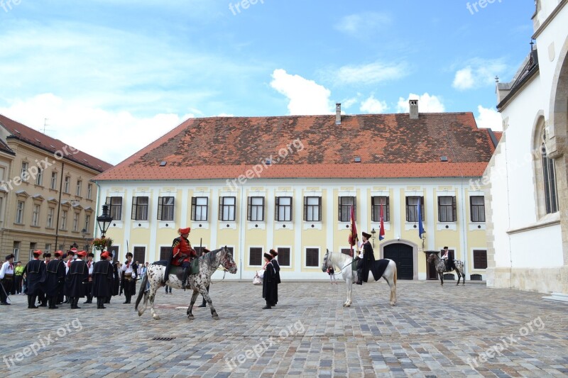 Zagreb Upper Town Croatia Soldiers Horse