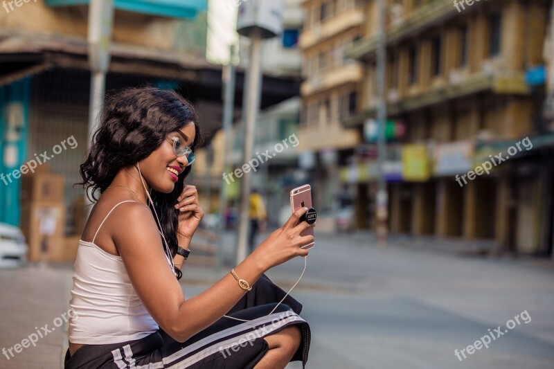 Woman Using Mobile Phone Internet