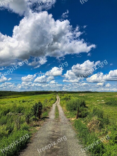 Aso Blue Sky Japan Kumamoto Landscape