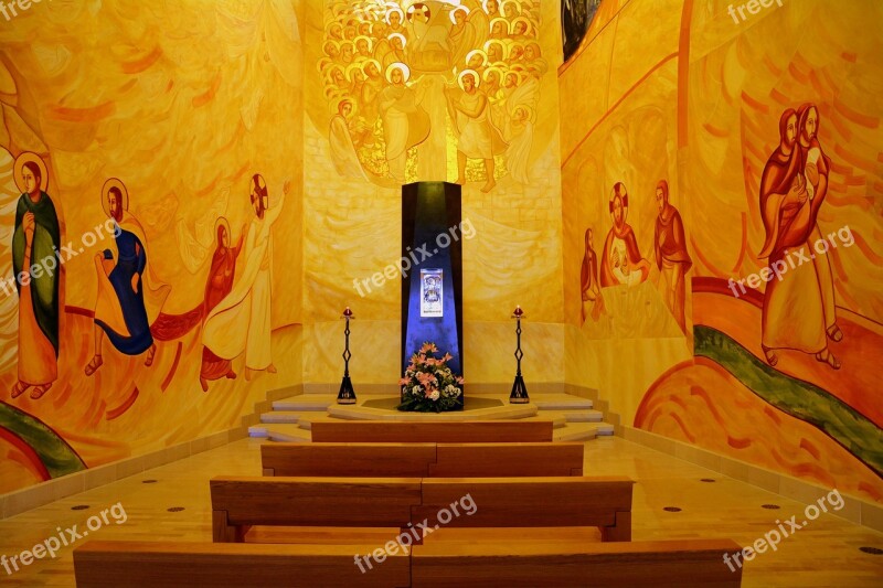 Church Frescoes Altar Desks San Giovanni Rotondo