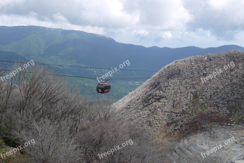 Mountain Cable Car Landscape Nature Japan