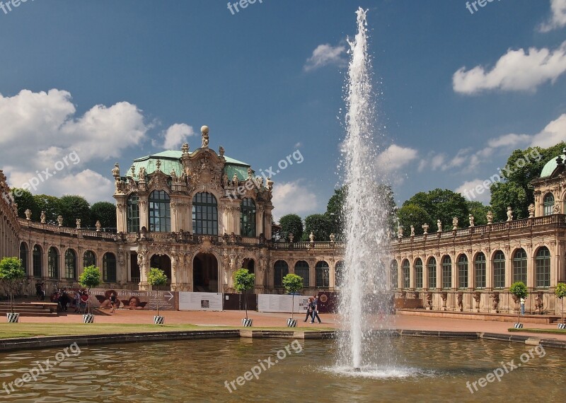 Zwinger Baroque Building Fountain Dresden Germany