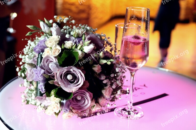 Roses Champagne Glass Greeting Card Free Photos