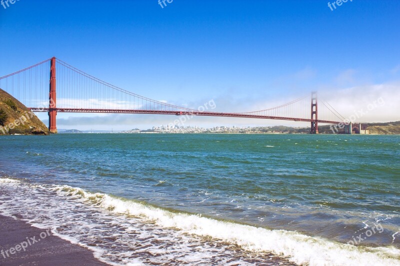 San Francisco Golden Gate Bridge Bridge Landmark California Ocean