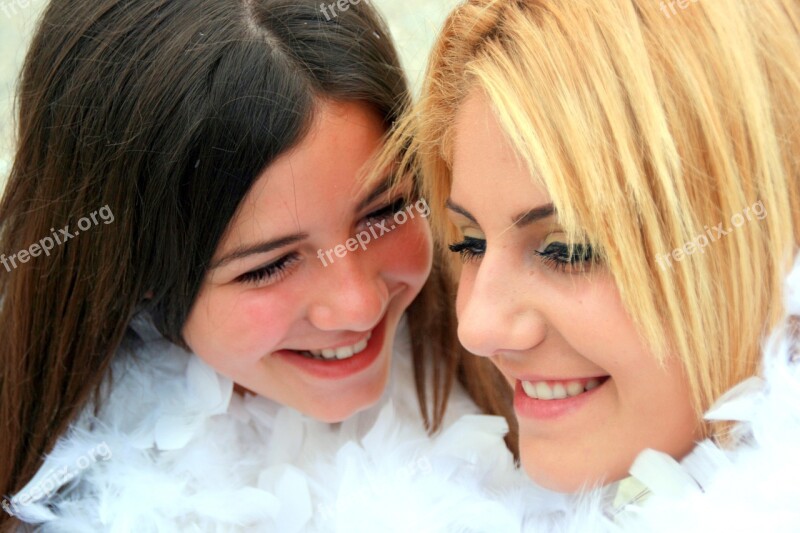 Sisters Love Portrait Happiness Smile