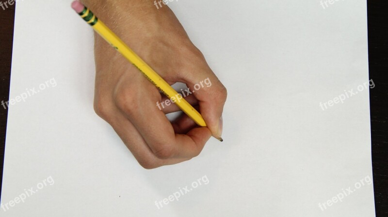 Hand Pencil Writing Paper White