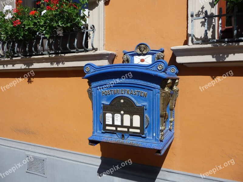 Mailbox Historically Blue Metal Mecklenburg Western Pomerania