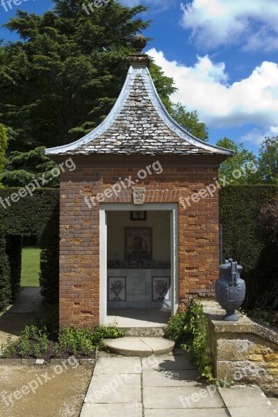 Hidcote Manor Garden Flemish Bond Red Brick Folly Sprocketted Roof Slate And Leadwork