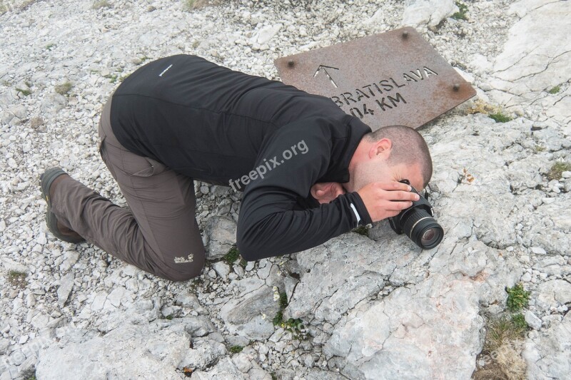 Mountain Photographer Summit Strange Attitude