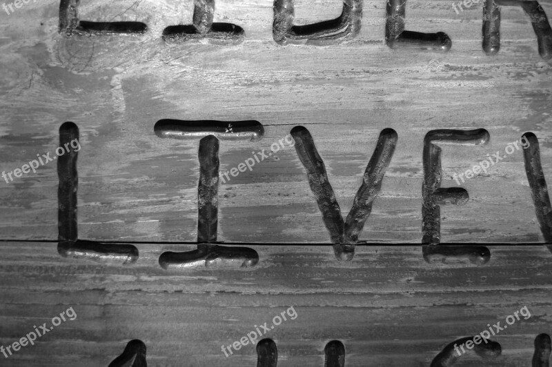 Live Word Art Letters Black And White