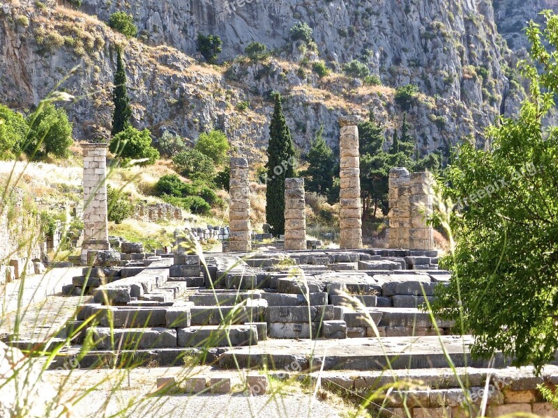 Ruins Columns Delphi Classical Ancient