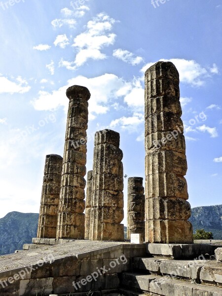 Columns Delphi Ruins Roman Ancient