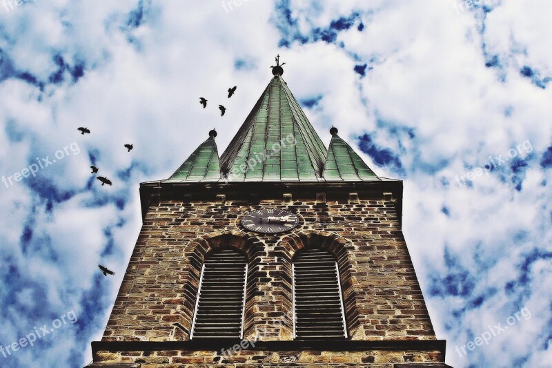 Church Clouds Sky Birds Mood