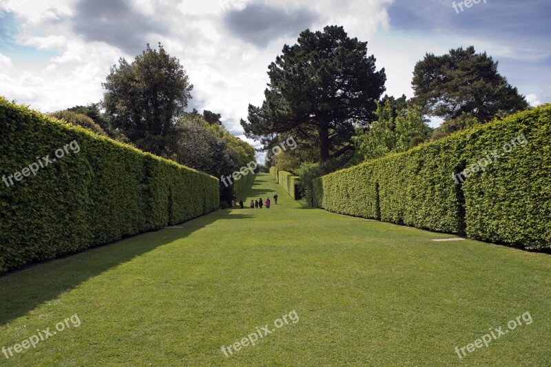 Hidcote Manor Garden Long Avenue High Enclosing Hedges Accentuated Perspective And Scale Free Photos