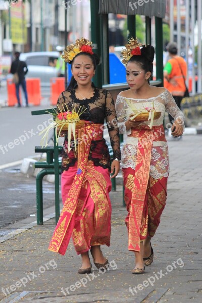 Traditional Clothes Style People Bali Indonesia