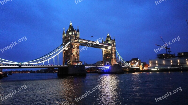 United Kingdom London Tower Bridge Night View Free Photos