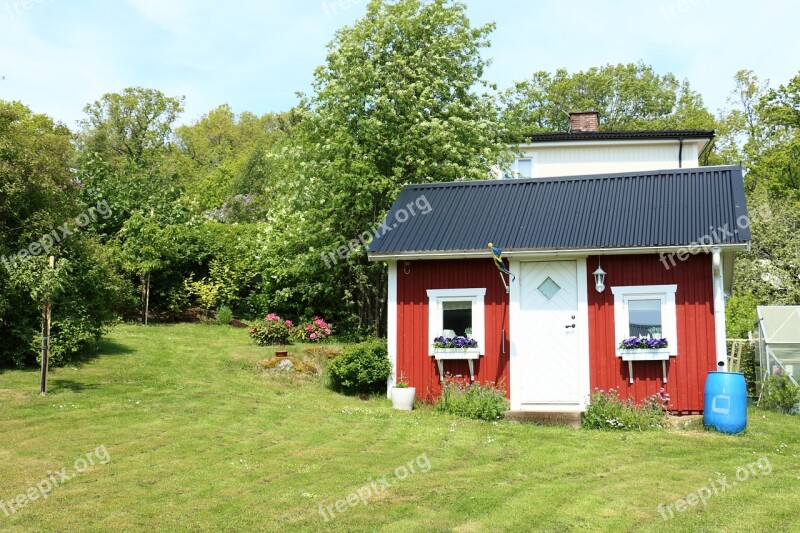 Cottage Garden Summer Sweden Red