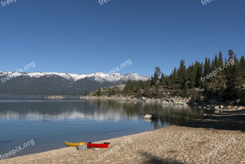 Lake Tahoe Kayak Beach Water Nature