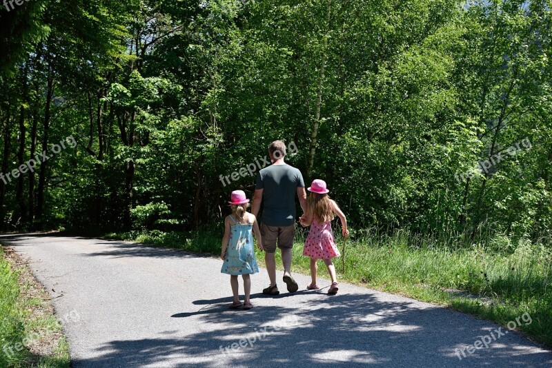 Hiking Walk Family Father Children