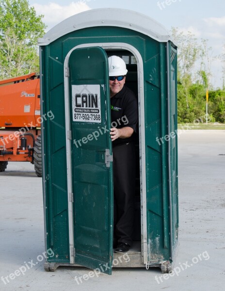 Porter Potty Construction Guy Bathroom Toilet Construction Worker