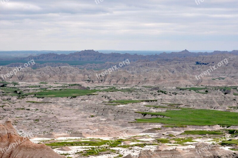 Badlands South Dakota Landscape Nature Outdoors