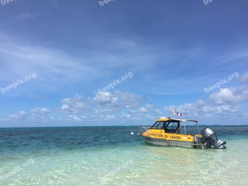 Ship Blue Sky And The Sea Yellow Boat New Caledonia Free Photos