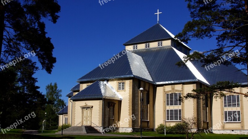 Church Wooden Church Cruciform Church Religion Lutheran