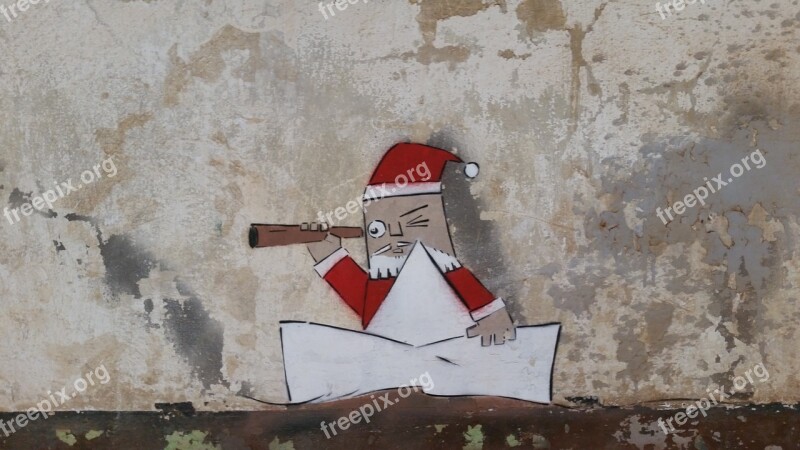 Graffiti Santa Claus Wall Painting Gratify