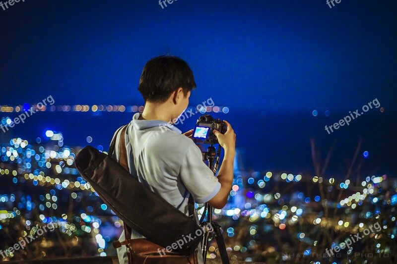 Photographer City In Night Camera Night City