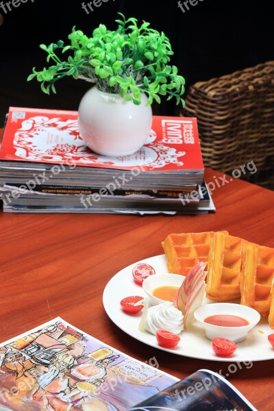 Afternoon Tea Leisure Book Bar Waffles Free Photos