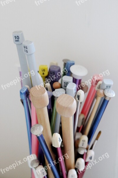 Knit Knitting Needles Wood Metal Craft