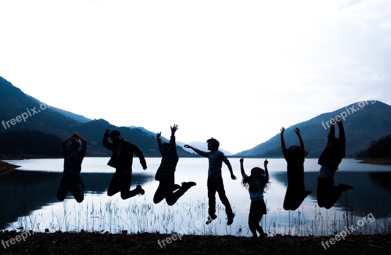 Silhouette Youth Alpine Lake Free Photos