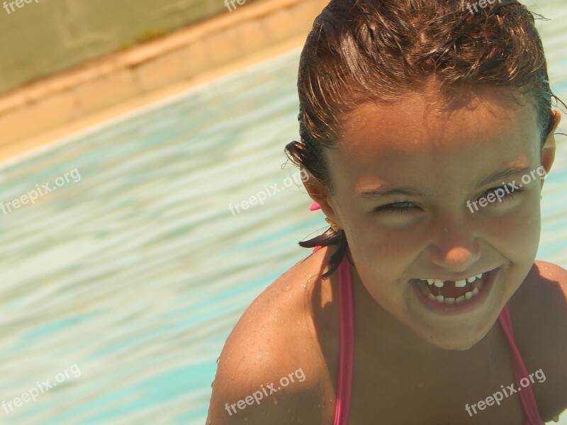 Pool Smile Happiness Hair Happy Face