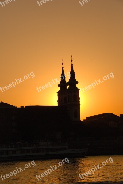 Sunset Church River Budapest Free Photos