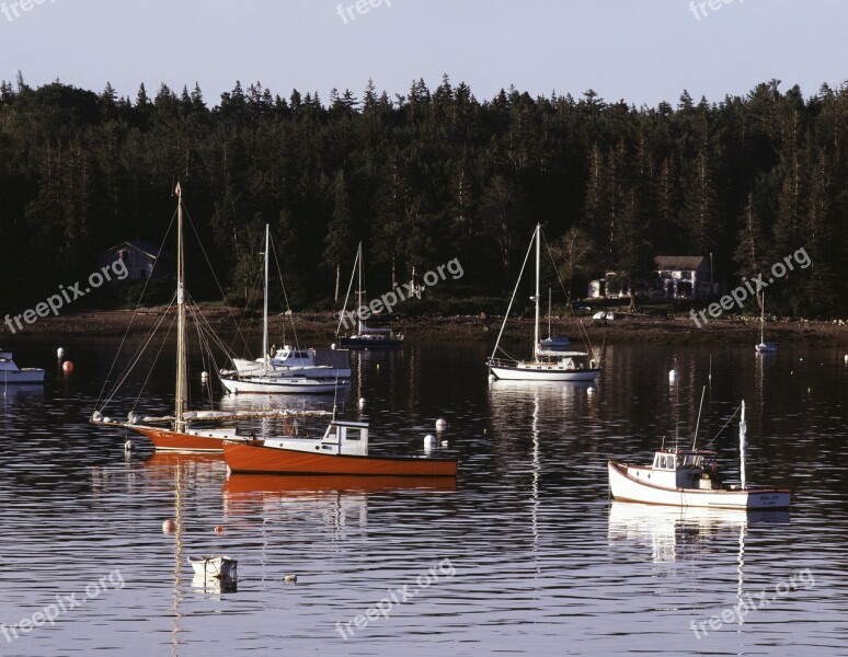 Boats Southwest Harbor Maine Water Seascape