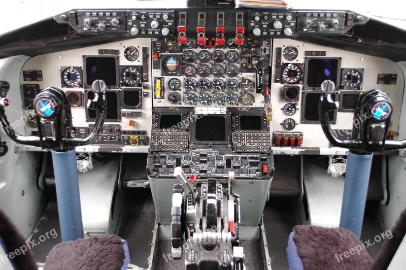 Cockpit Airplane Controls Gauges Aircraft