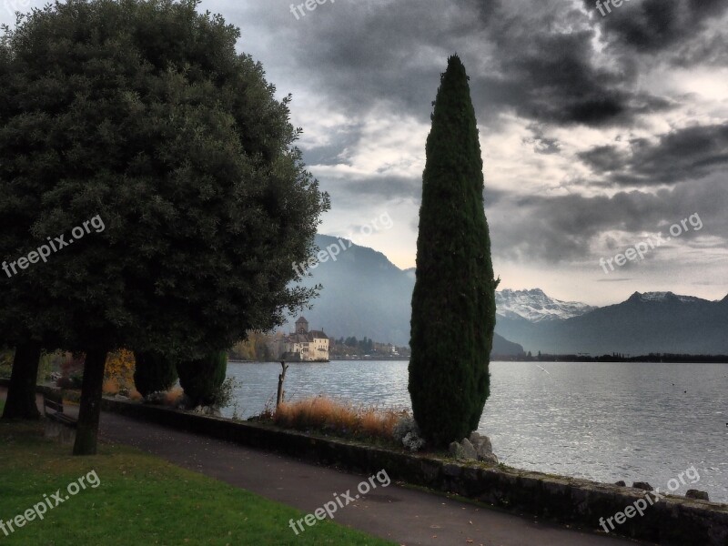 Lake Geneva Montreux Mood Cloudy Cloudiness