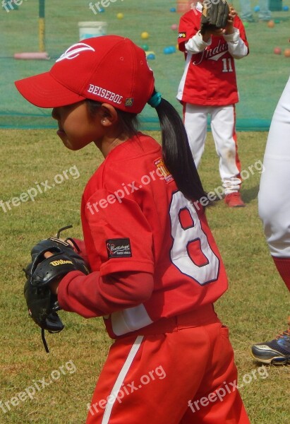 Basebal Baseball Red Uniform Girl Game