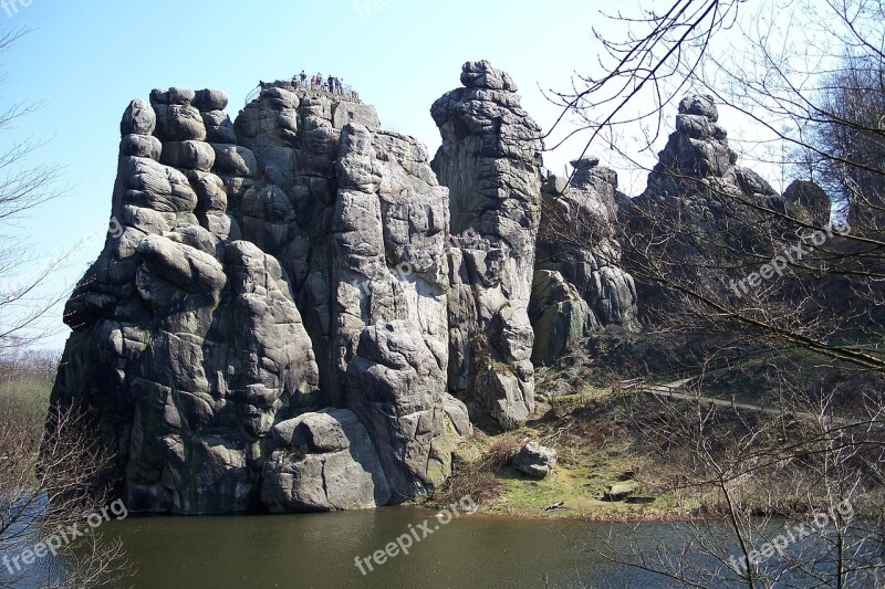 Externsteine Ostwestfalen Rock Germany Water