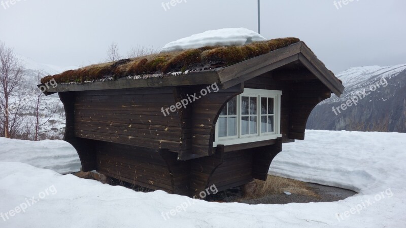 Norway Eidfjord Snow Cabin Cold